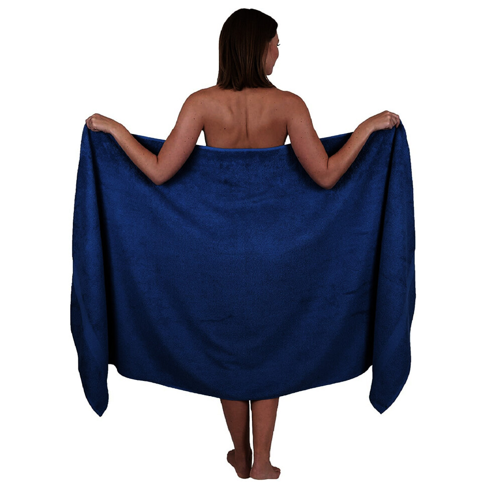 (Blue) Extra Large Bath Sheet 100 x 200 cm Super Jumbo Big Bath Sheets Towels Beach Body Wrap XL Bath Towels 600-GSM