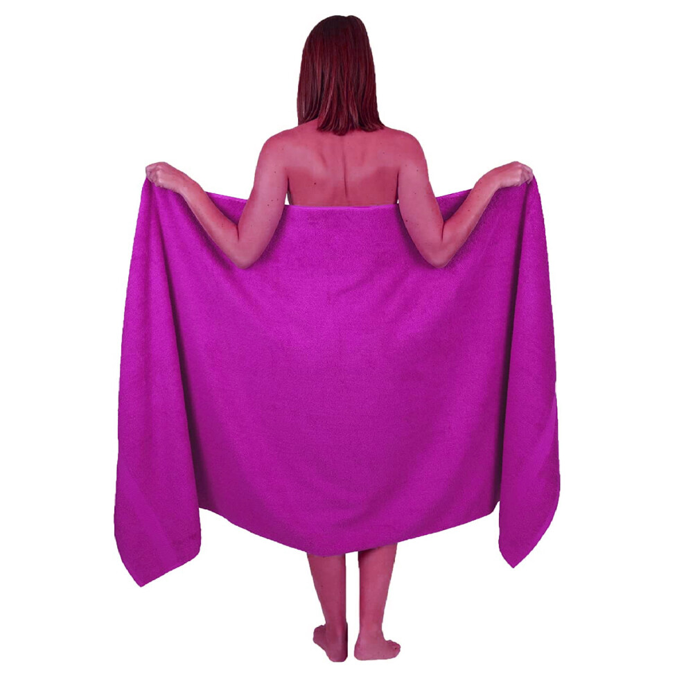 (Purple) Extra Large Bath Sheet 100 x 200 cm Super Jumbo Big Bath Sheets Towels Beach Body Wrap XL Bath Towels 600-GSM