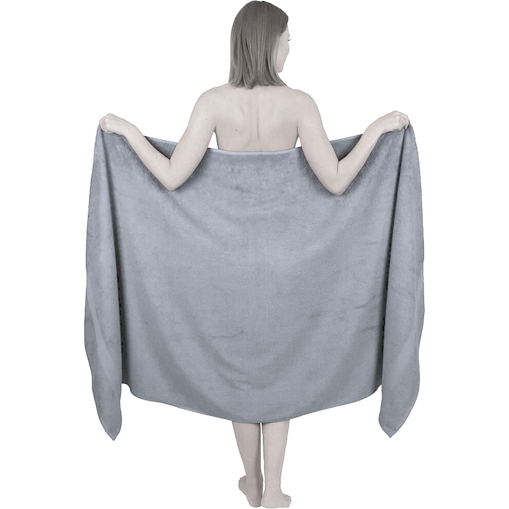 (Silver) Extra Large Bath Sheet 100 x 200 cm Super Jumbo Big Bath Sheets Towels Beach Body Wrap XL Bath Towels 600-GSM