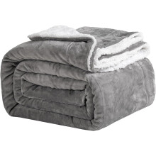 (Grey, King 200 x 230 cm) Bed Throw Blanket Sherpa Flannel Blankets Fleece Fluffy Throw Lightweight Microfiber Solid