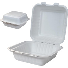 SIMOND STORE – 6”x6” Clamshell Take Out Food Containers - [Pack of 100] Disposable Compostable Burger Box - Heavy Duty Eco-Friendly - ..