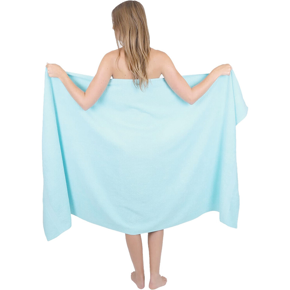 (Aqua) Extra Large Bath Sheet 100 x 200 cm Super Jumbo Big Bath Sheets Towels Beach Body Wrap XL Bath Towels 600-GSM