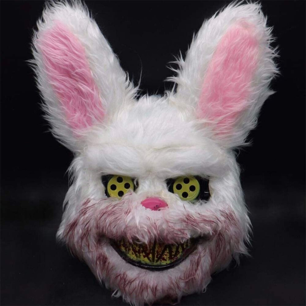 (Rabbit) Bloody Plush Bunny Mask Halloween Ghost Festival Mask Realistic Bloody Rabbit Headgear Itaewon Class Prop Halloween Horror Mask-image-OPC-PC76G27-NEW