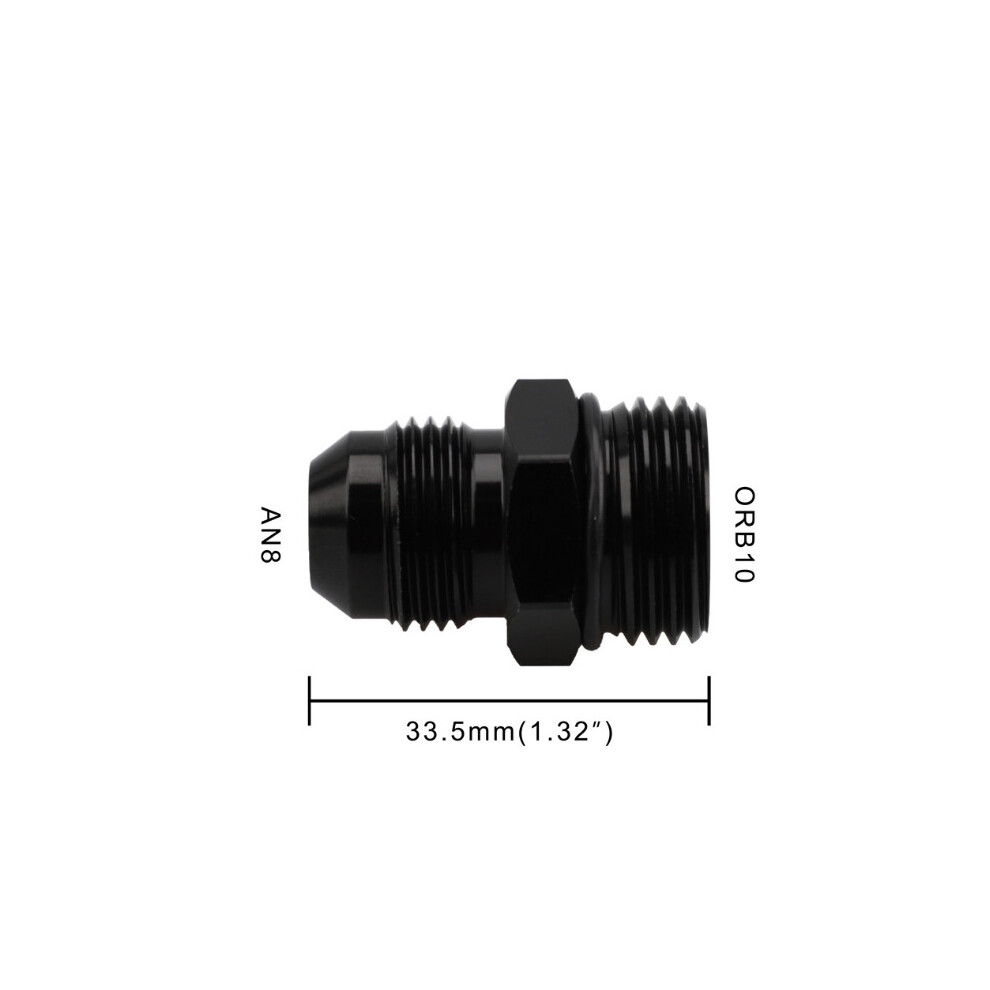 Newjass Orb-10 O-Ring Boss An10 10An To An8 8An Male Adapter Fitting Black