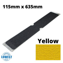 (Yellow, 115mm x 635mm) Non Slip Decking Strips Aluminium Screw Down Plates