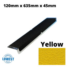(Yellow, 120mm x 635mm x 45mm) Non Slip Decking Strips Aluminium Screw Down Plates