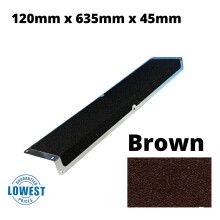 (Brown, 120mm x 635mm x 45mm) Non Slip Decking Strips Aluminium Screw Down Plates