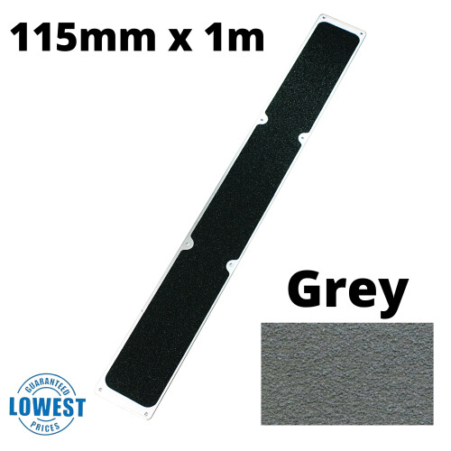 (Grey, 115mm x 1 Meter) Non Slip Decking Strips Aluminium Screw Down Plates