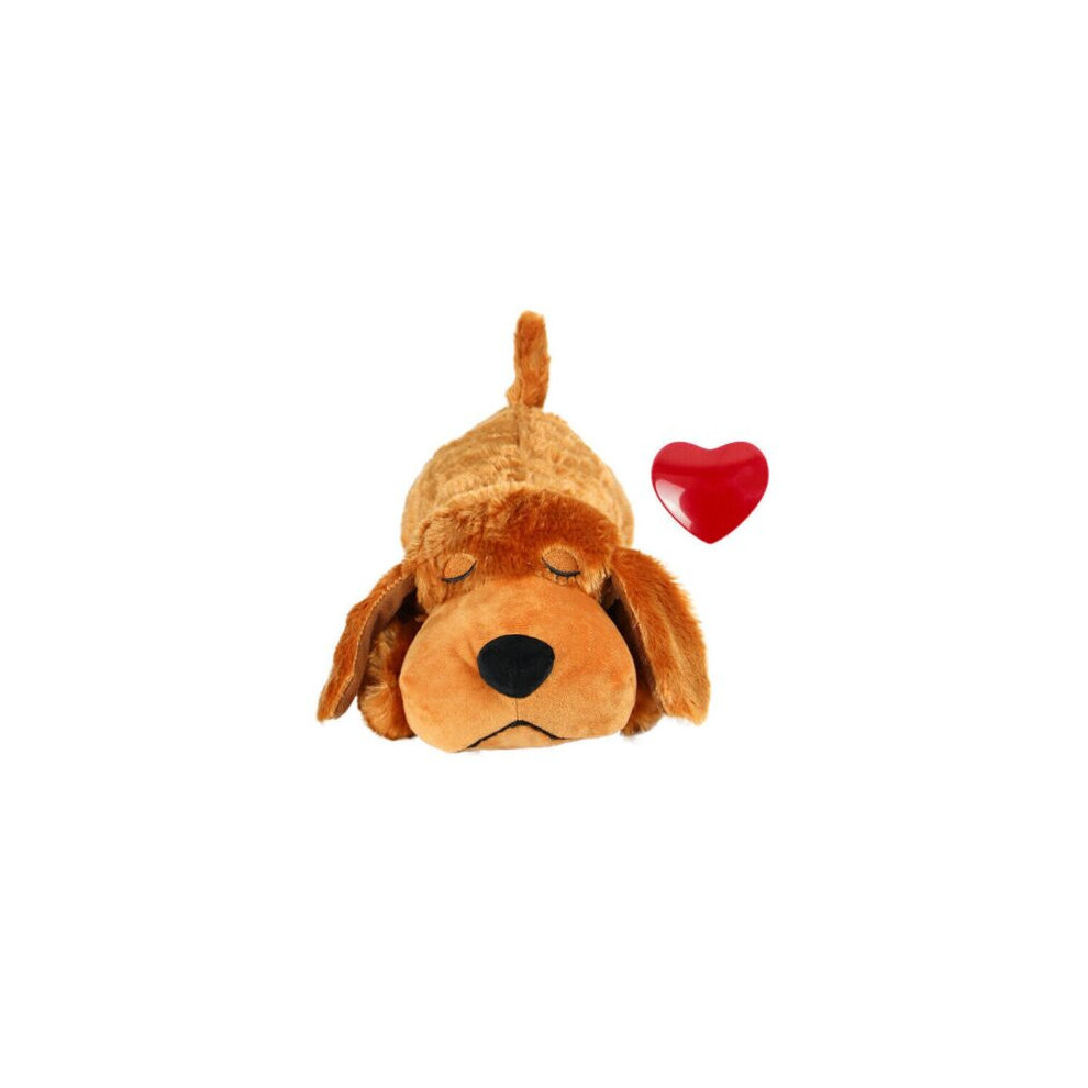 (  Dark brown) Puppy Heartbeat Plush Doll Toy Pet Sleep Snuggle Training Anxiety Relief