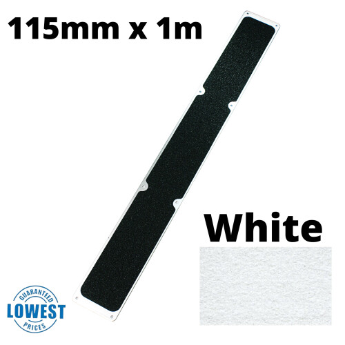 (White, 115mm x 1 Meter) Non Slip Decking Strips Aluminium Screw Down Plates