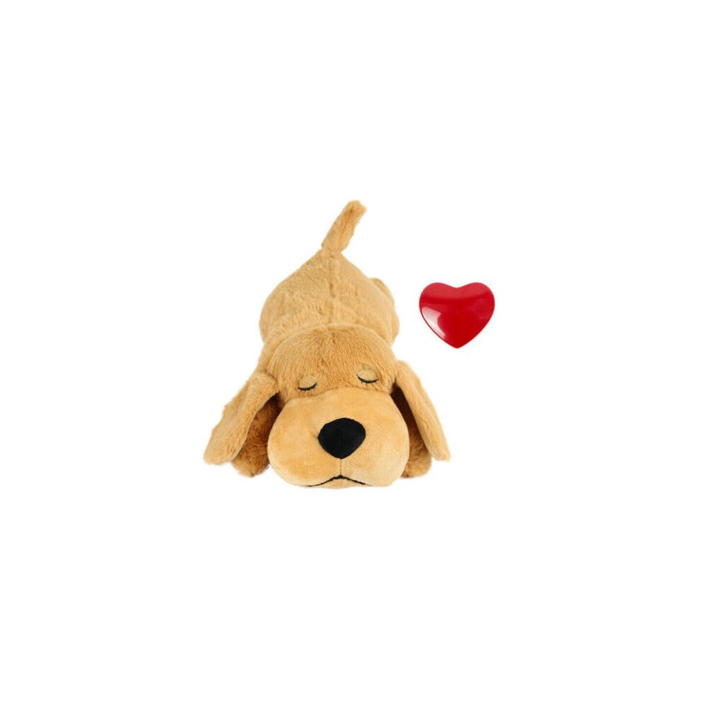 (  Light brown) Puppy Heartbeat Plush Doll Toy Pet Sleep Snuggle Training Anxiety Relief