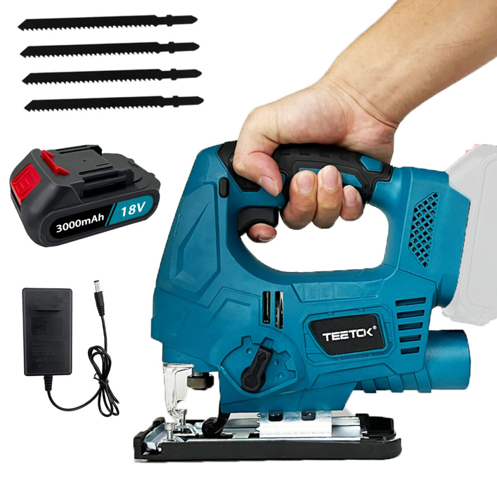 Cordless Electric Jigsaw+Battery+Charger+4Blades-Replace for Makita DJV182Z