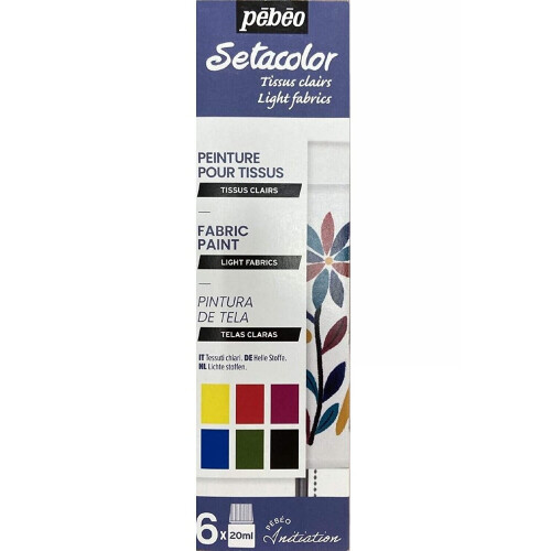 Pebeo Setacolor Fabric Paint 6 X 20ml Inititation Set Light Material Textiles