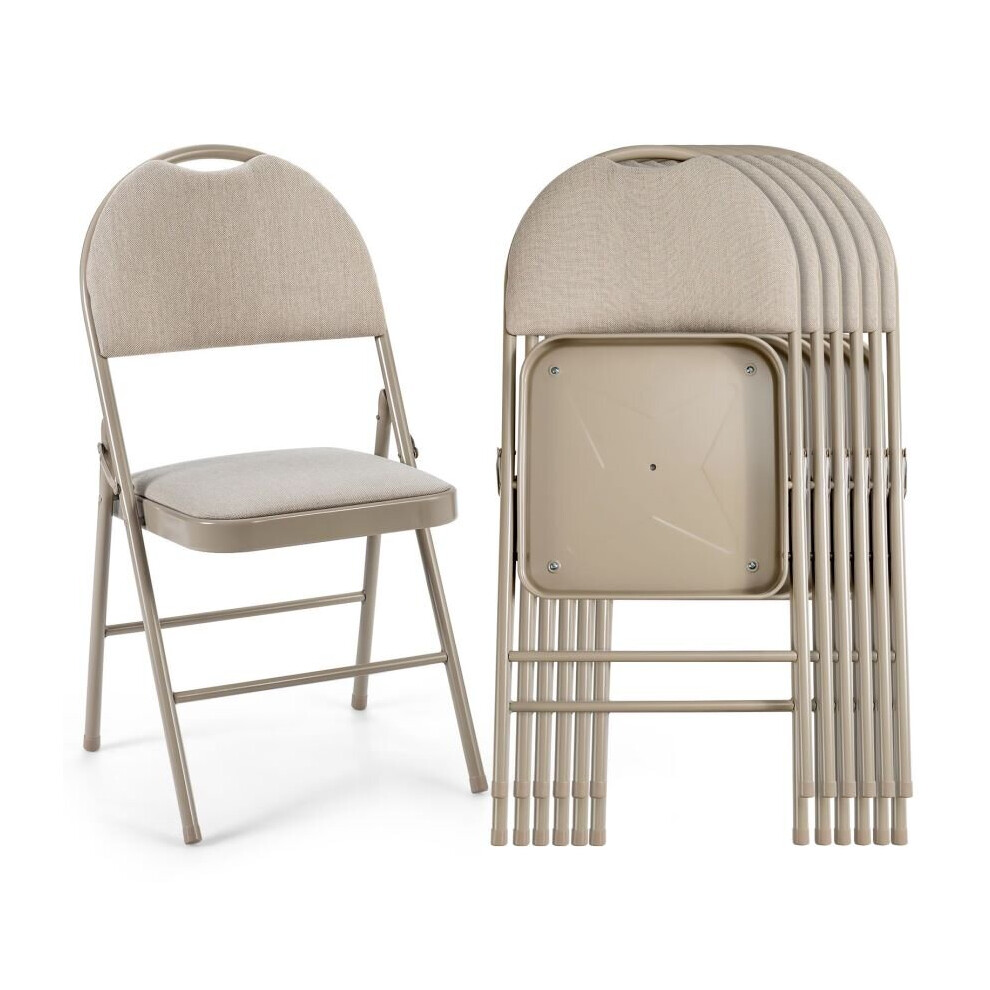 Casart Set Of 6 Folding Chair Padded Kitchen Dining Seat Portable Guest Chair White