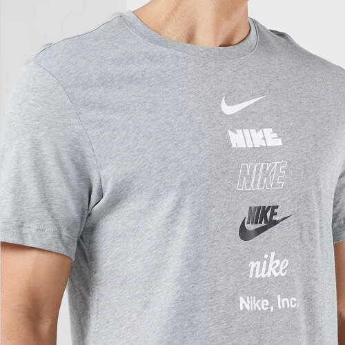 Nike (Grey, XXL) Nike Multi Stack Logo T Shirt Crew Neck Tee 2