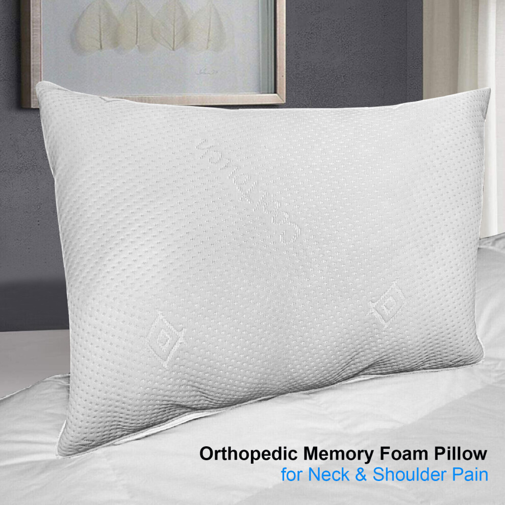 (WHITE MEMORY FORM PILLOW) Luxury Soft Pillow for Sleeping Neck Bed Pillows