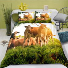 (Style 02, King) 3D Printed Cattle Bed Duvet Set Quilt Pillow Cover