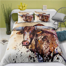 (Style 04, King) 3D Printed Cattle Bed Duvet Set Quilt Pillow Cover
