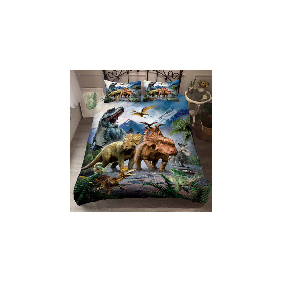 (Style 03, King) 3D Printed Dinosaur Bed Duvet Set Quilt Pillow Cover