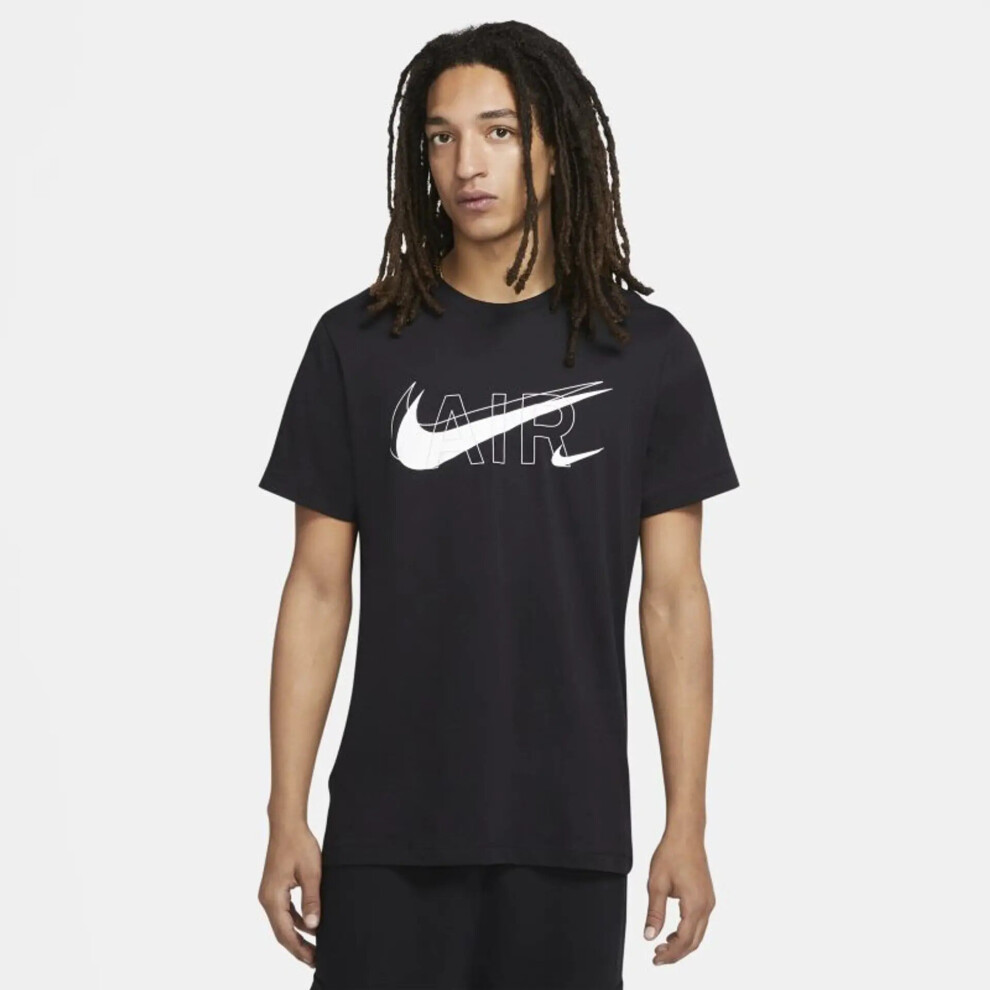 (DD9702DD9702-010 Nike Mens T Shirt Black S-010 Nike Mens T Shirt Black M) Nike Air Mens Multi Swoosh Sportswear T Shirt