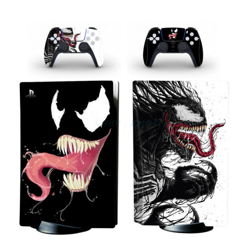 Disc Version Venom Full Vinyl Wrap Skin Sticker for PS5 Console 2 Controllers
