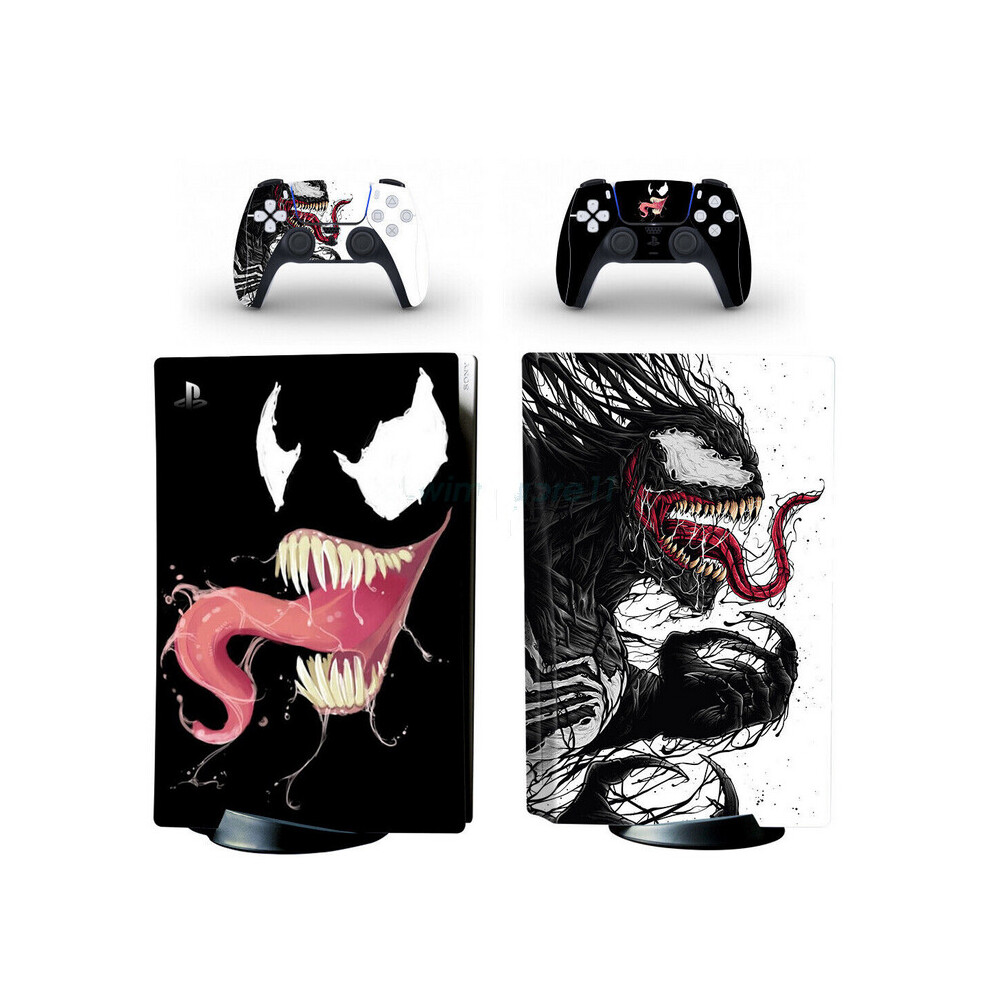 Disc Version Venom Full Vinyl Wrap Skin Sticker for PS5 Console 2 Controllers