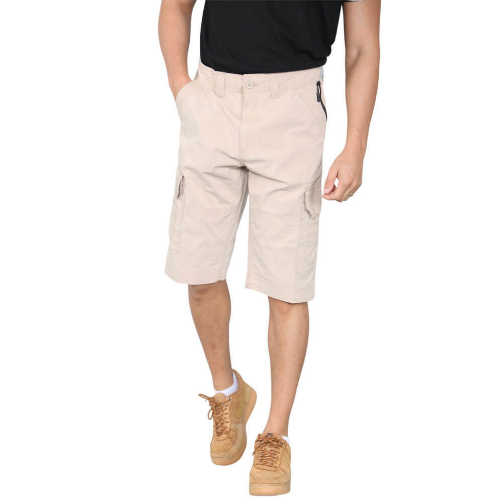 (Sand, 38") Mens Cargo Quick Dry Stretch Outdoor Combat Shorts