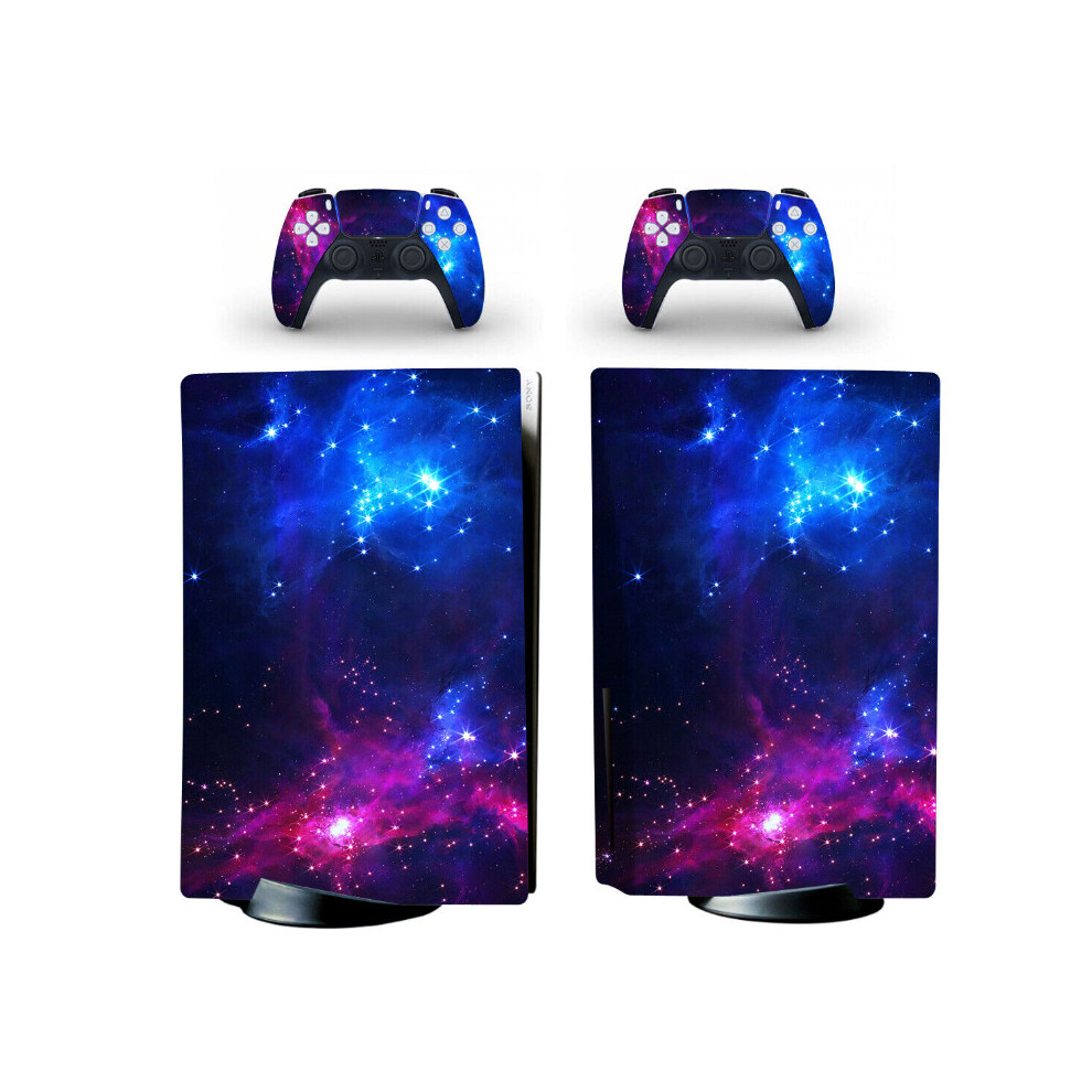 PS5 Standard Disc Console Skin Sticker Decal Set Wrap Space Galaxy Purple Starry