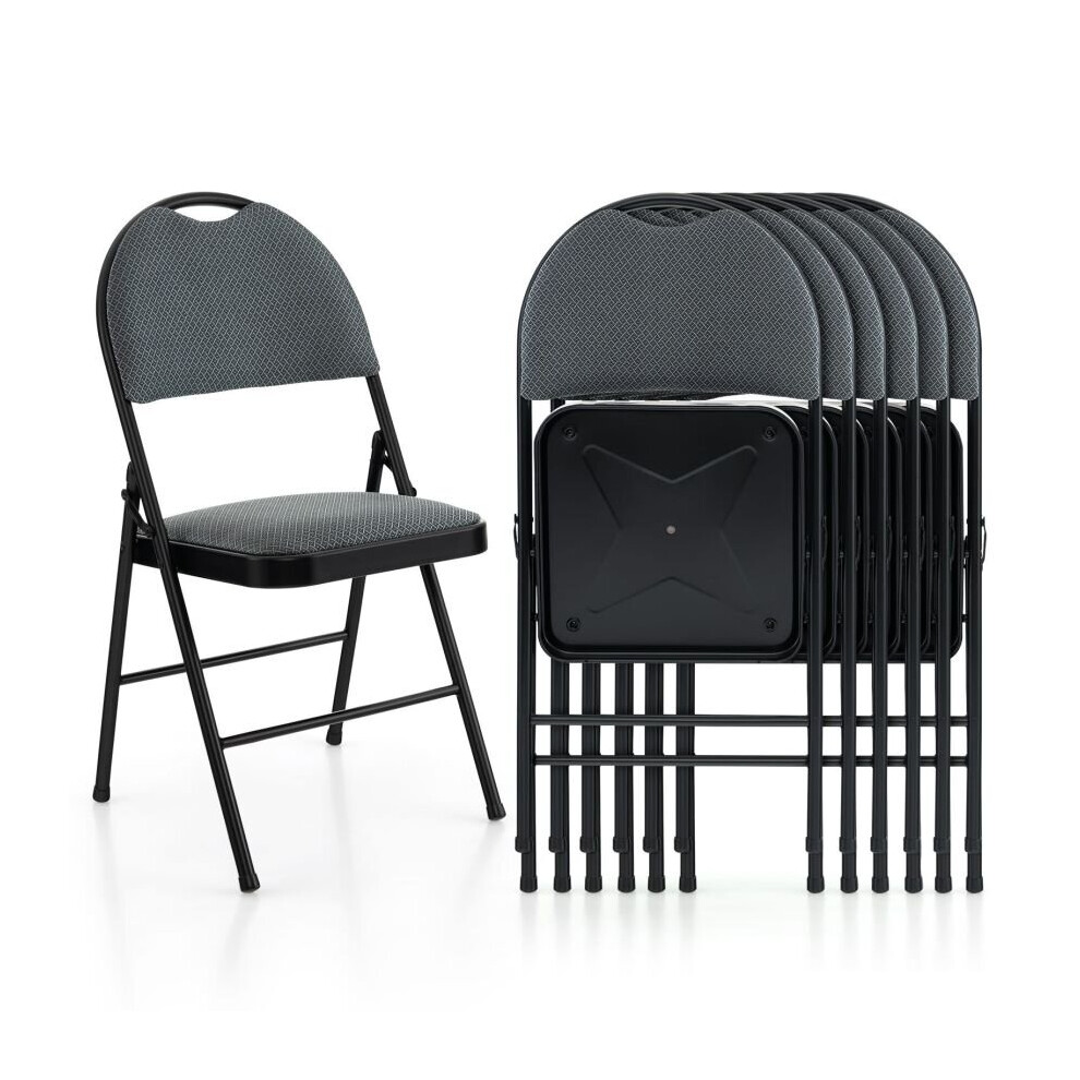 Casart Set Of 6 Folding Chair Padded Kitchen Dining Seat Portable Guest Chair Grey