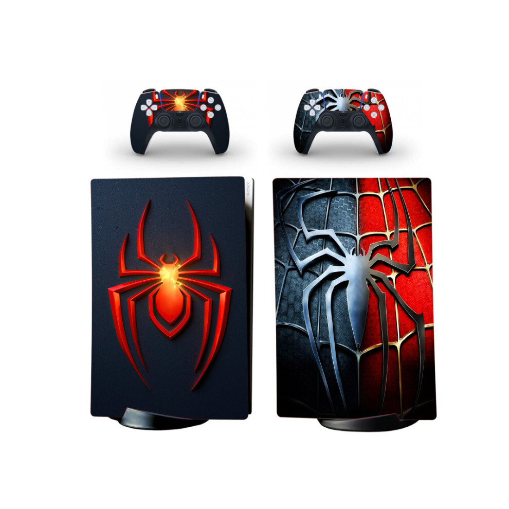 (For Ps5 Digital Version) Ultimate Spider Man Logo Decals For Ps5 Standard Disc Digital Console Skin Wraps Black 5601103457842