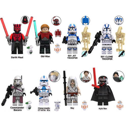 8 PCS Star Wars Mini Figures Super Hero Darth Maul Kylo Ren