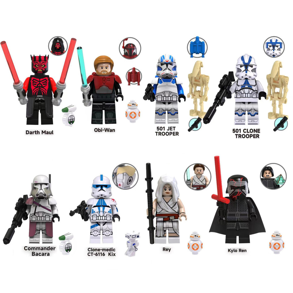 8 PCS Star Wars Mini Figures Super Hero Darth Maul Kylo Ren
