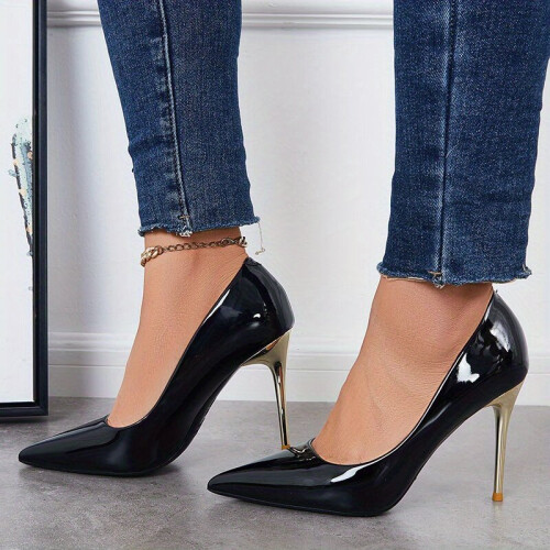 Womens Pointed Toe High Heels Sexy Patent Leather Slip On Stiletto Heels OL Style Court Pumps on OnBuy
