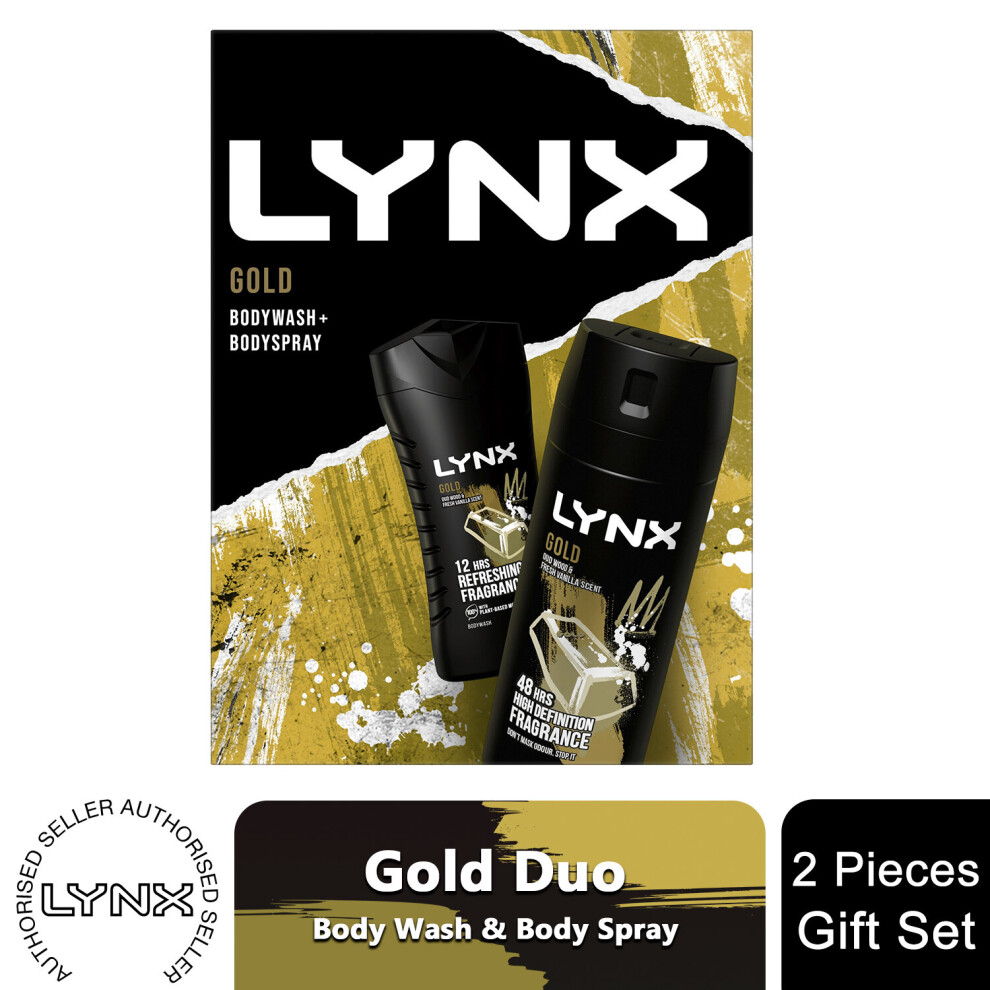 (Buy 1) Lynx Gold Body Wash & Body Spray Gift Set for Him