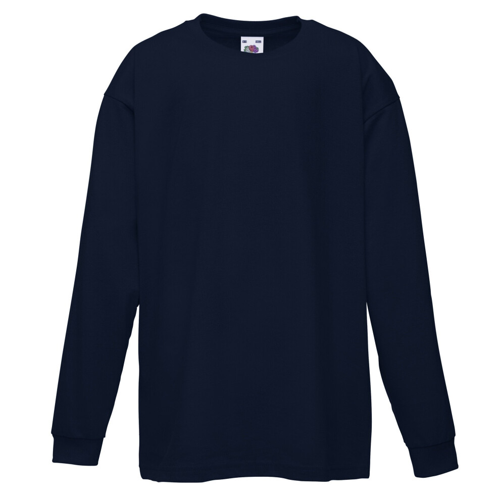 Fruit Of The Loom (9-11, Deep Navy) Childrens/Kids Long Sleeve T-Shirt (Pack Of 2)