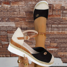 Womens Colorblock Casual Sandals Round Toe Ankle Strap Buckle Espadrilles Wedge Shoes Summer Daily Shoes