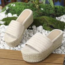 Womens Platform Espadrille Sandals Noho Style Open Toe Slip On Shoes Casual High Heeled Sandals