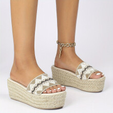 Womens Platform Espadrille Sandals Boho Style Open Toe Slip On Wedge Heels Casual Slide Sandals