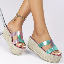 Womens Stylish Platform Sandals Casual Cutout Slip On Sandals Espadrille Shoes