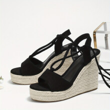 Womens Wedge Espadrille Sandals Comfy Open Toe Lace Up Slingback Heels Casual Platform Dress Sandals