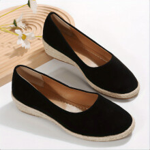 Womens Espadrilles Wedge Lofers Comfy Minimalist Round Toe Slip On Anti skid Heels Casual Walking Shoes