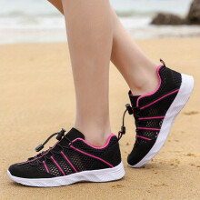 Womens Mesh Water Shoes Hollow Out Drawstring Quick Drying Aqua Shoes Outdoor Beach Wading Shoes