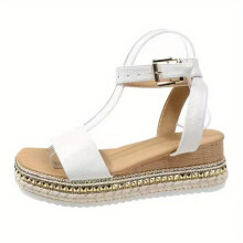 Womens Platform Espadrilles Wedge Sandals Open Toe Buckle Strap Anti skid Shoes Summer Outdoor Sandals