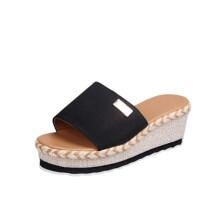 Womens Platform Espadrilles Wedge Slippers Solid Lightweight Non slip Slides Shoes Comfortable Open Toe Shoes