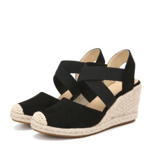 Womens Closed Toe Espadrilles Wedge Sandals Comfortable Cross Strap Slip On Heels Casual Outdoor Fabric Shoes
