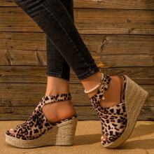 Womens Wedge Espadrille Sandals Peep Toe Buckle Strap Slingback Heels Platform Sandals