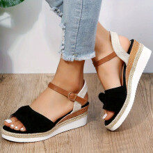 Womens Espadrilles Wedge Sandals Casual Twist Knot Open Toe Ankle Buckle Strap Shoes Summer Platform Sandals