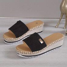 Womens Platform Wedge Sandals Open Toe Non Slip Espadrilles Slides Shoes Outdoor Versatile Slippers