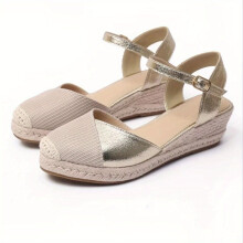 Womens Espadrille Wedge Sandals Casual Closed Toe Ankle Strap Shoes Versatile Slingback Sandals