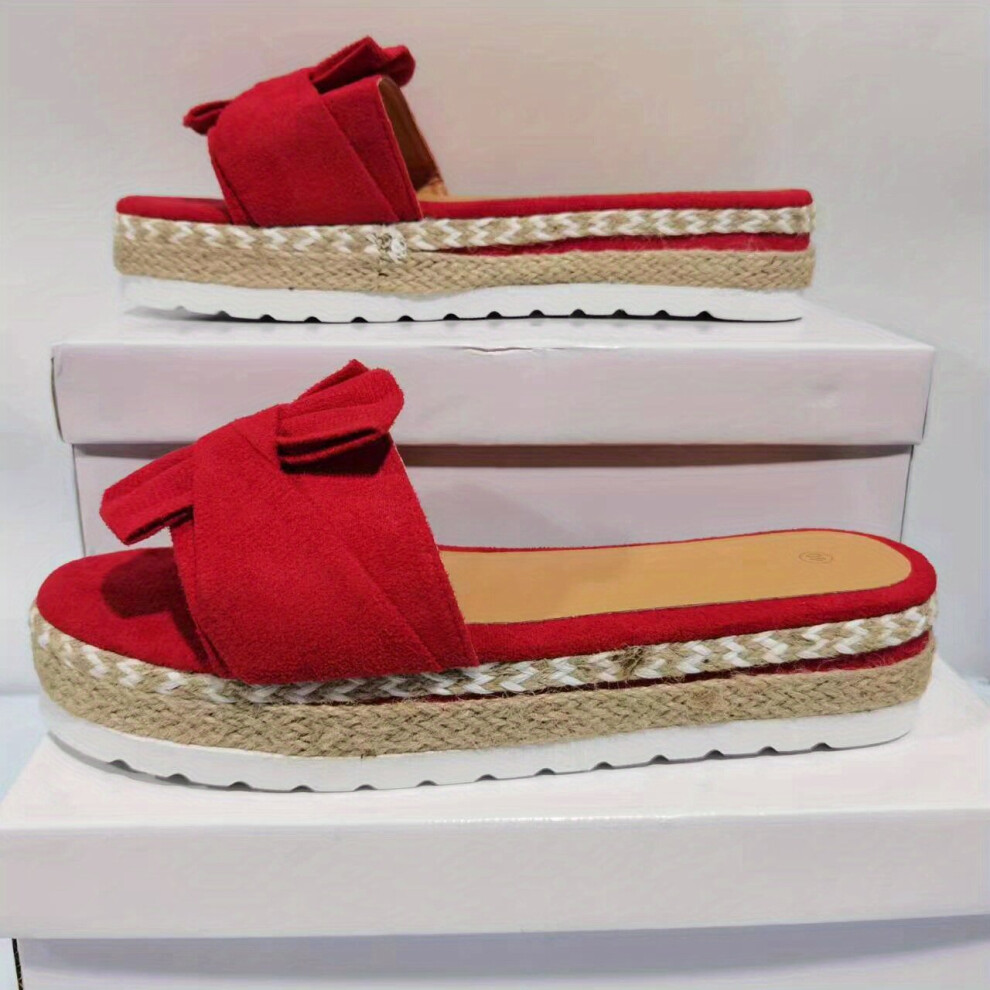 Womens Platform Espadrille Sandals Bowknot Open Toe Non Slip Slide Shoes Casual Outdoor Beach Sandals